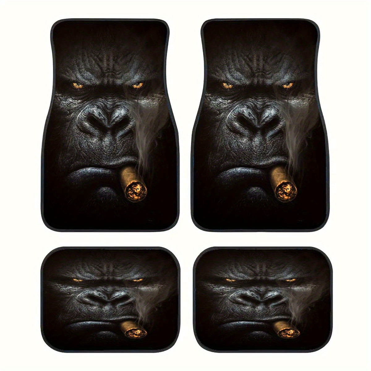 1/4pcs Car Floor Mats, Gorilla Print Car Floor Mats, Front And Rear Seat Floor Mats, Car Decoration Accessories
