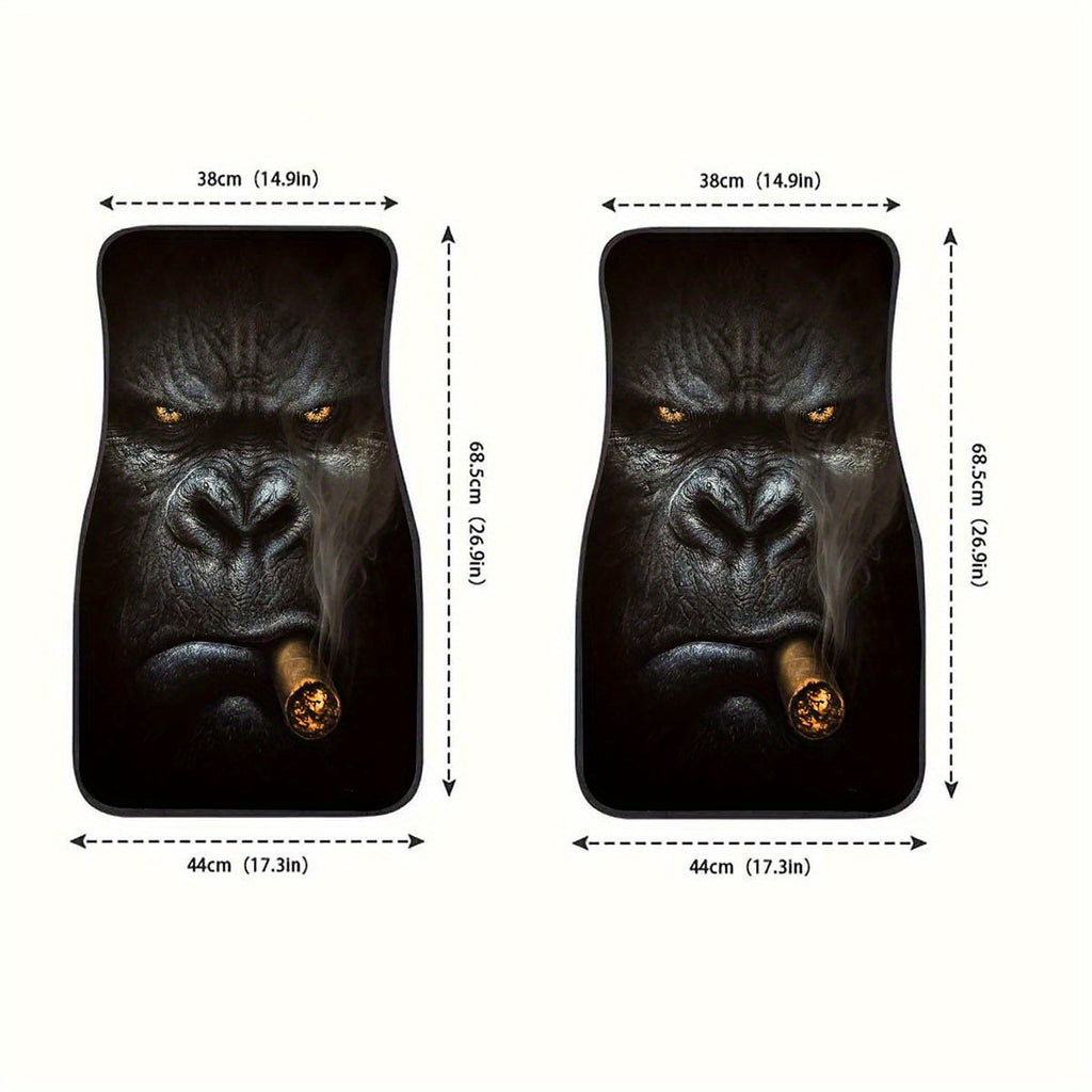 1/4pcs Car Floor Mats, Gorilla Print Car Floor Mats, Front And Rear Seat Floor Mats, Car Decoration Accessories