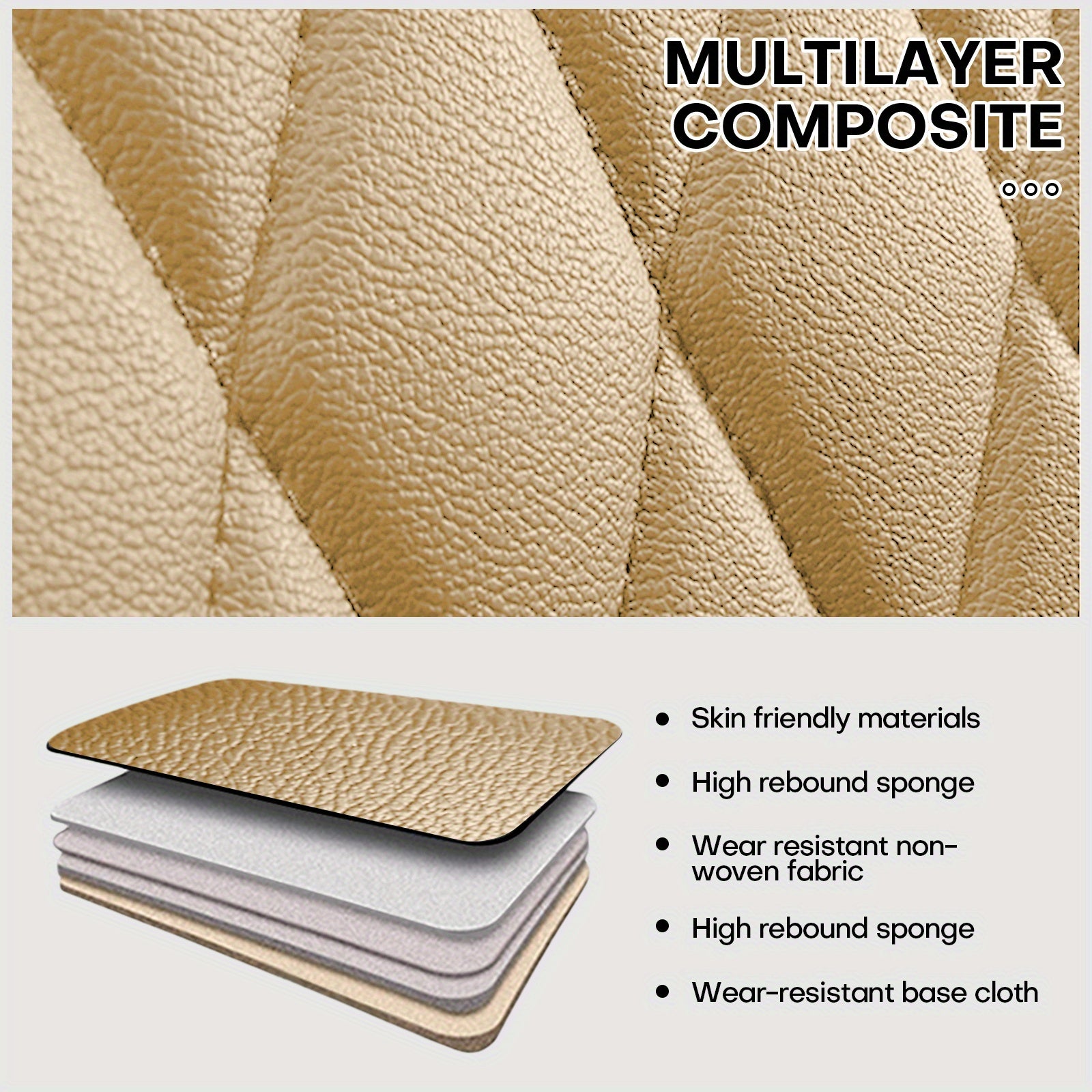 5-Seat Beige Luxury PU Leather Car Seat Cover Set - Waterproof, Adjustable Fit, 360° Protection - Universal for Sedans, Trucks, SUVs