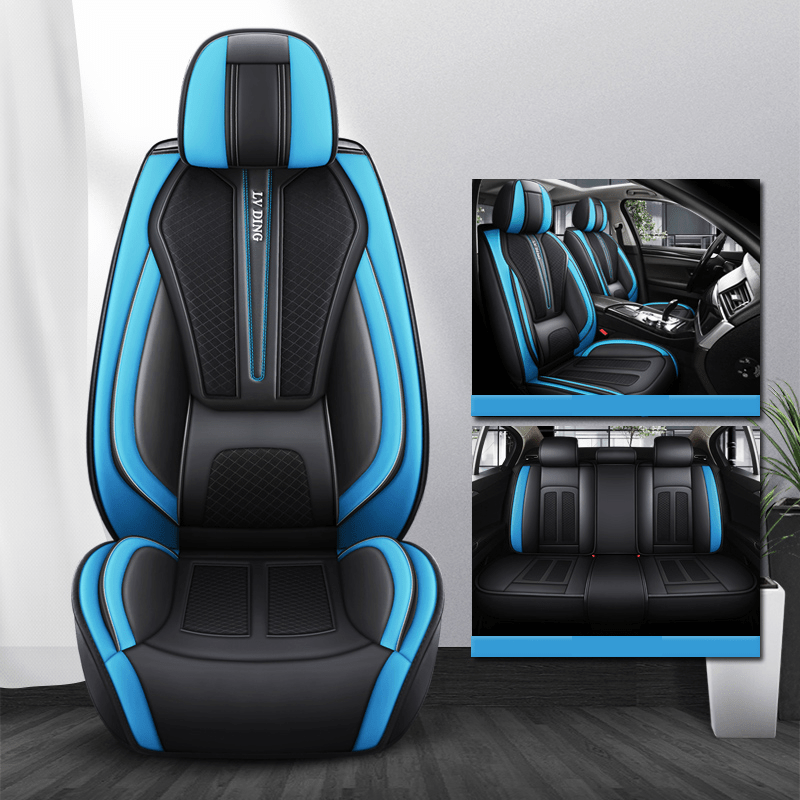 Full Set Car Seat Covers, Sport Style, Universal Fit, Full Coverage, Breathable Mesh, Lumbar Support, Trendy Automotive Seat Protector, All-Season