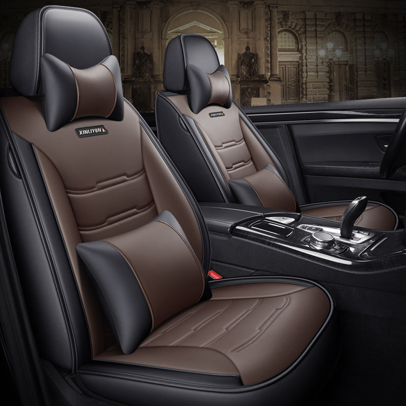 2024 Premium Full PU Leather Universal Car Seat Cover - All-Season Protection, Waterproof Apron Cover, Modified Interior Seat Cushion with Enhanced Comfort and Durability - Easy to Install and Clean