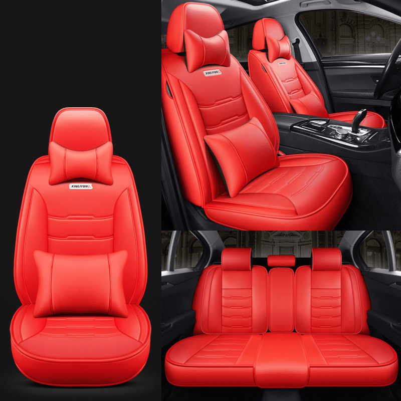2024 Premium Full PU Leather Universal Car Seat Cover - All-Season Protection, Waterproof Apron Cover, Modified Interior Seat Cushion with Enhanced Comfort and Durability - Easy to Install and Clean