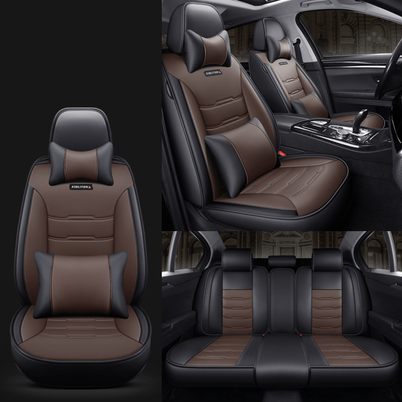 2024 Premium Full PU Leather Universal Car Seat Cover - All-Season Protection, Waterproof Apron Cover, Modified Interior Seat Cushion with Enhanced Comfort and Durability - Easy to Install and Clean