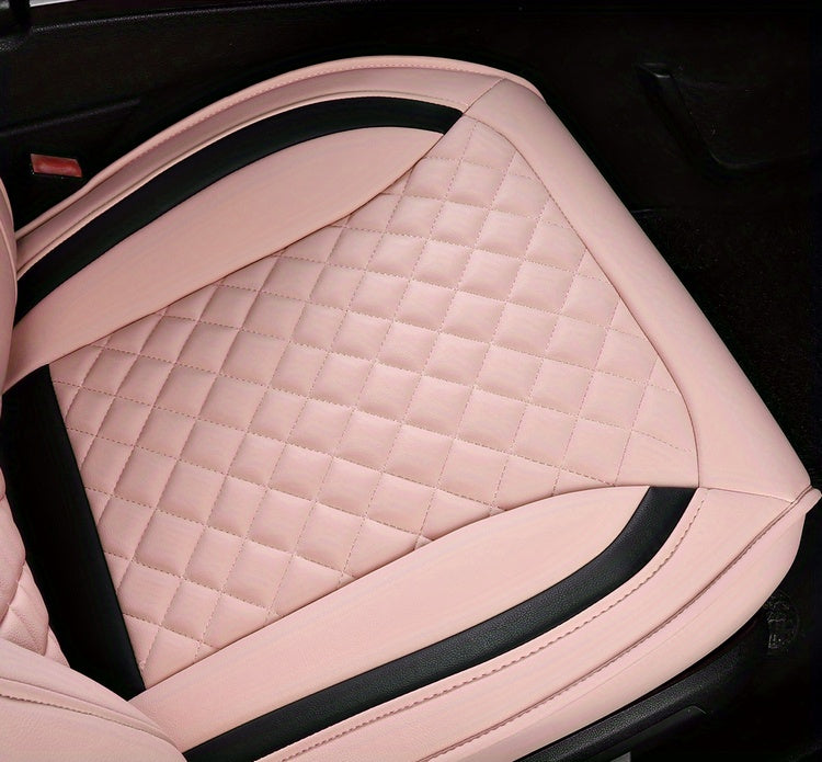 Universal Fit PU Leather Car Seat Covers Set, Cartoon Design, Full Wrap, Non-Washable for Vehicle, All-Season, No Filler - 5 Seats Deluxe Edition