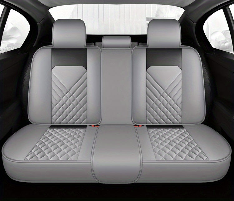 Universal Fit PU Leather Car Seat Covers Set, Cartoon Design, Full Wrap, Non-Washable for Vehicle, All-Season, No Filler - 5 Seats Deluxe Edition