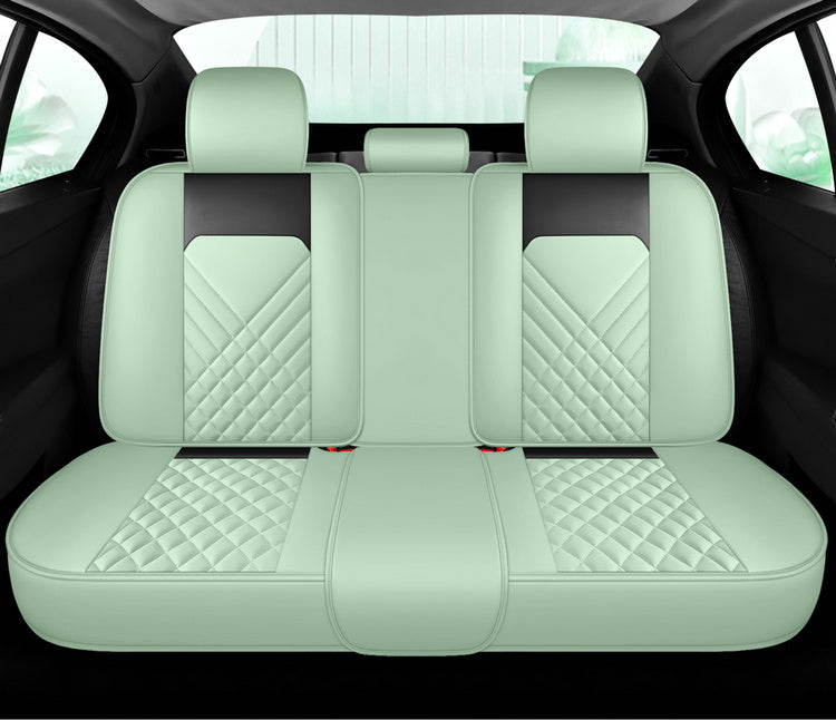 Universal Fit PU Leather Car Seat Covers Set, Cartoon Design, Full Wrap, Non-Washable for Vehicle, All-Season, No Filler - 5 Seats Deluxe Edition