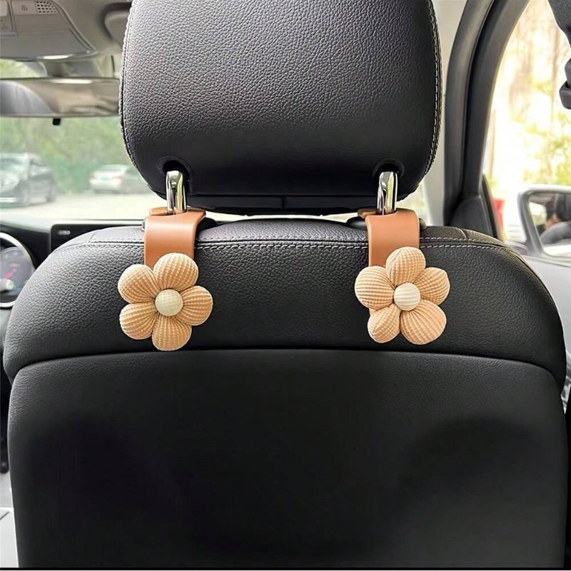 Multi-Functional 2 Pcs Charming Blossom - Flower Car Seat Headrest Hooks, Must-Have Interior Accessories For Vehicle Organization