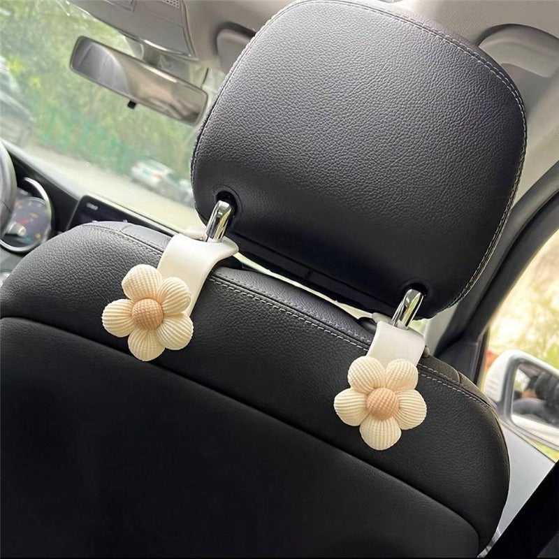 Multi-Functional 2 Pcs Charming Blossom - Flower Car Seat Headrest Hooks, Must-Have Interior Accessories For Vehicle Organization