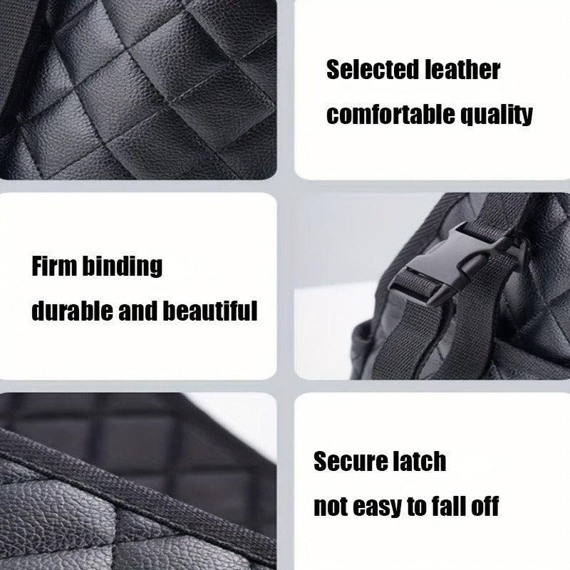 Large Capacity Car Seat Back Organizer - Durable Faux Leather Storage Net Bag for Vehicle Interior Accessories