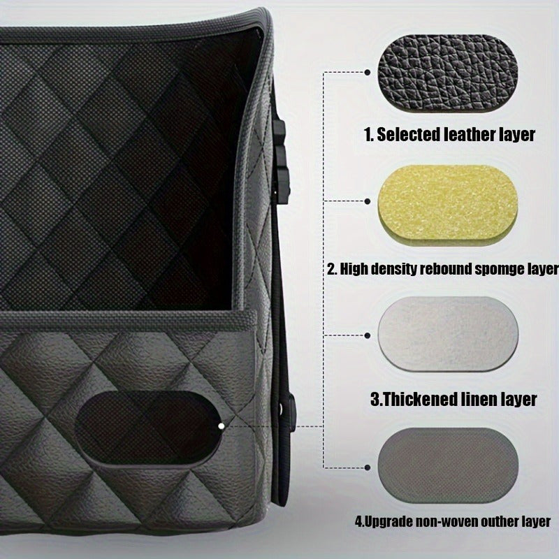 Large Capacity Car Seat Back Organizer - Durable Faux Leather Storage Net Bag for Vehicle Interior Accessories