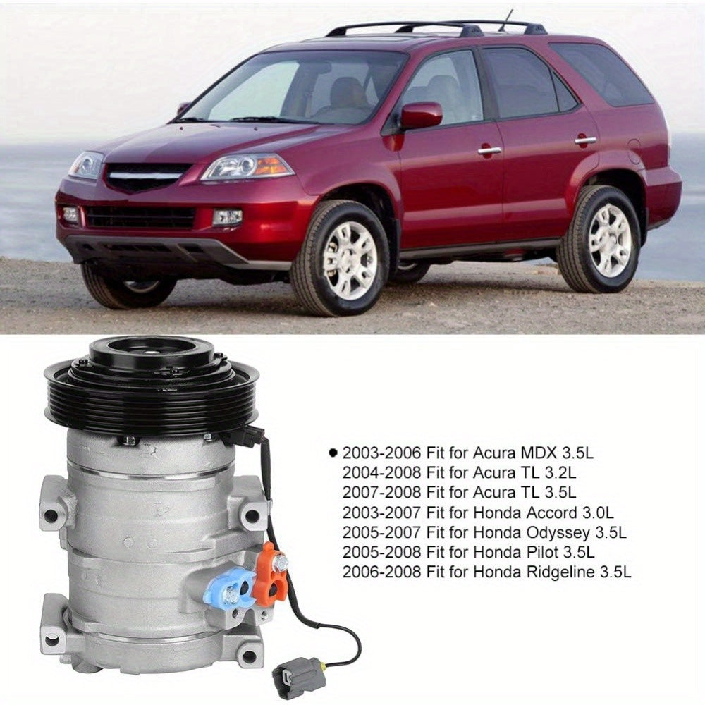POCREATION Durable AC Compressor, Air Conditioning Compressor for Accord 3.0L 2003-2007 Vehicle Replacement Accessories Easy to Install CO10736C 6512102