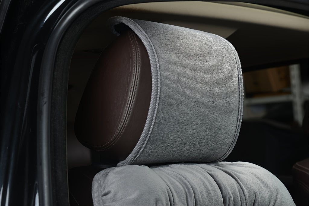 2pcs Luxury Winter Car Seat Cushion: Ultra-Soft Plush, Extra Thick Front Seat Cover with Backrest for Cold Weather Comfort and Protection (2-Pack)