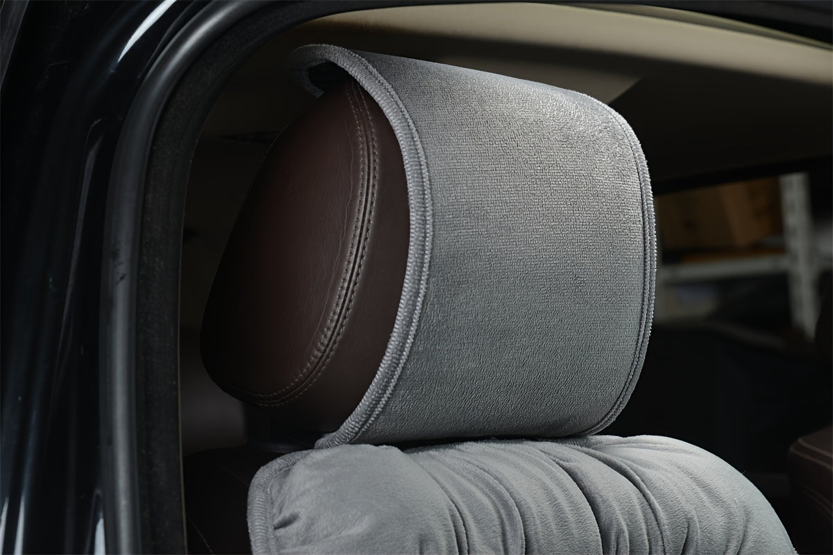 2pcs Luxury Winter Car Seat Cushion: Ultra-Soft Plush, Extra Thick Front Seat Cover with Backrest for Cold Weather Comfort and Protection (2-Pack)