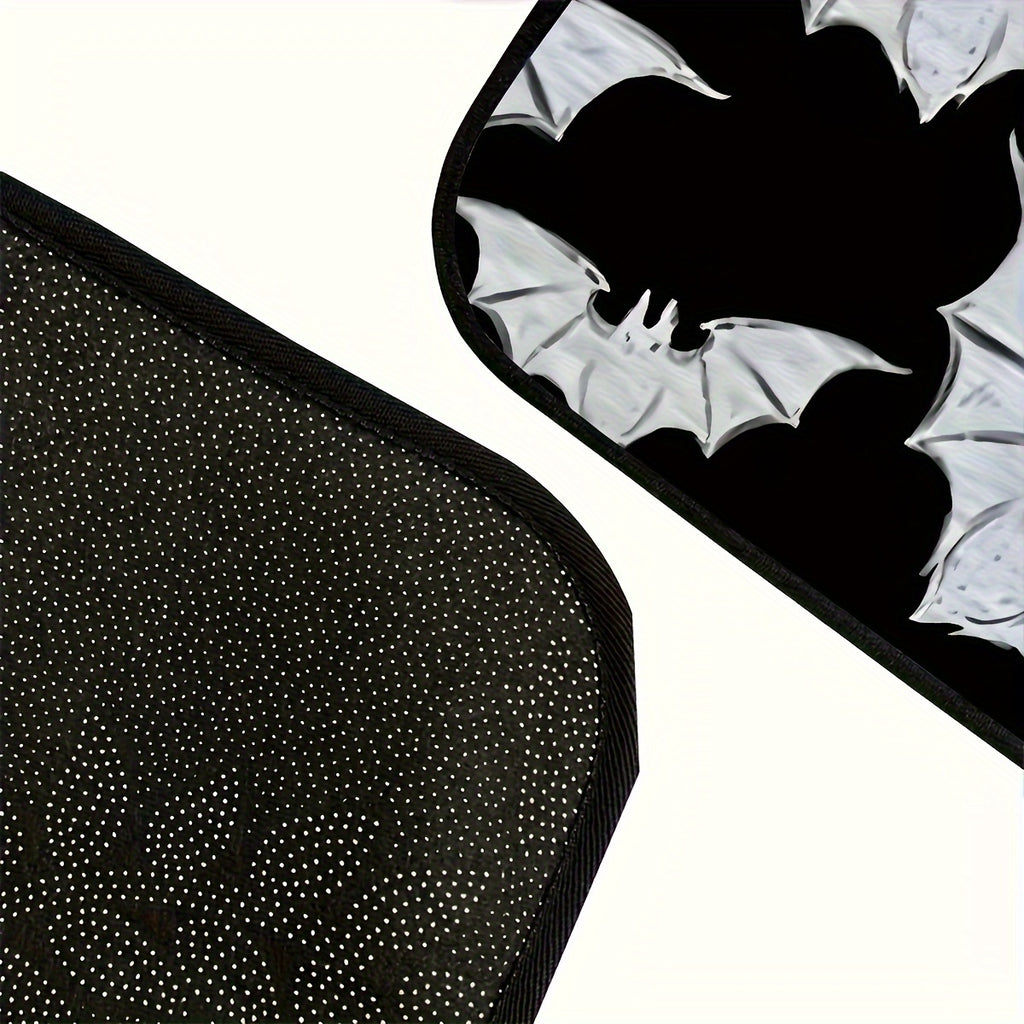 4pcs Bat Pattern Car Floor Mats Set - Fit, Durable Polyester Front & Rear Auto Carpet Accessories