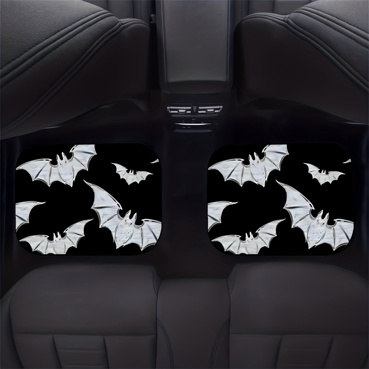 4pcs Bat Pattern Car Floor Mats Set - Fit, Durable Polyester Front & Rear Auto Carpet Accessories
