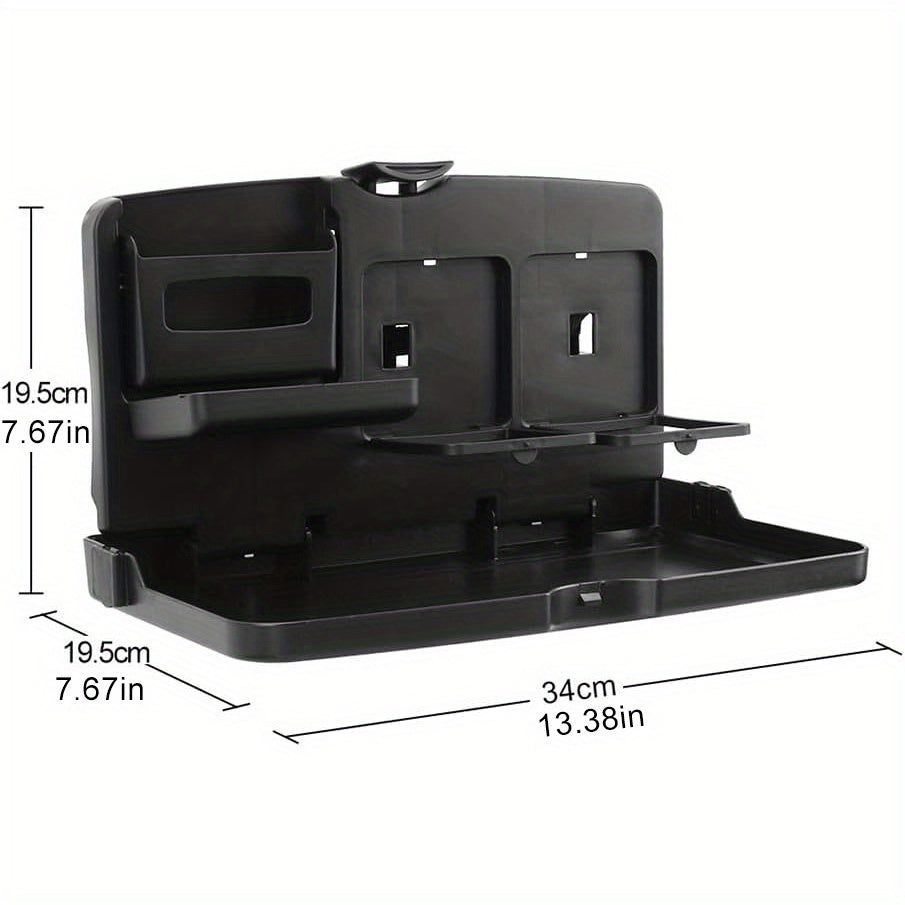 Black Multifunctional Car Backseat Tray with Foldable Table - Portable Dining Desk Holder for Eating, Drinking, and Laptop Work, Adjustable Organizer for Vehicle Interior, Car Table Tray
