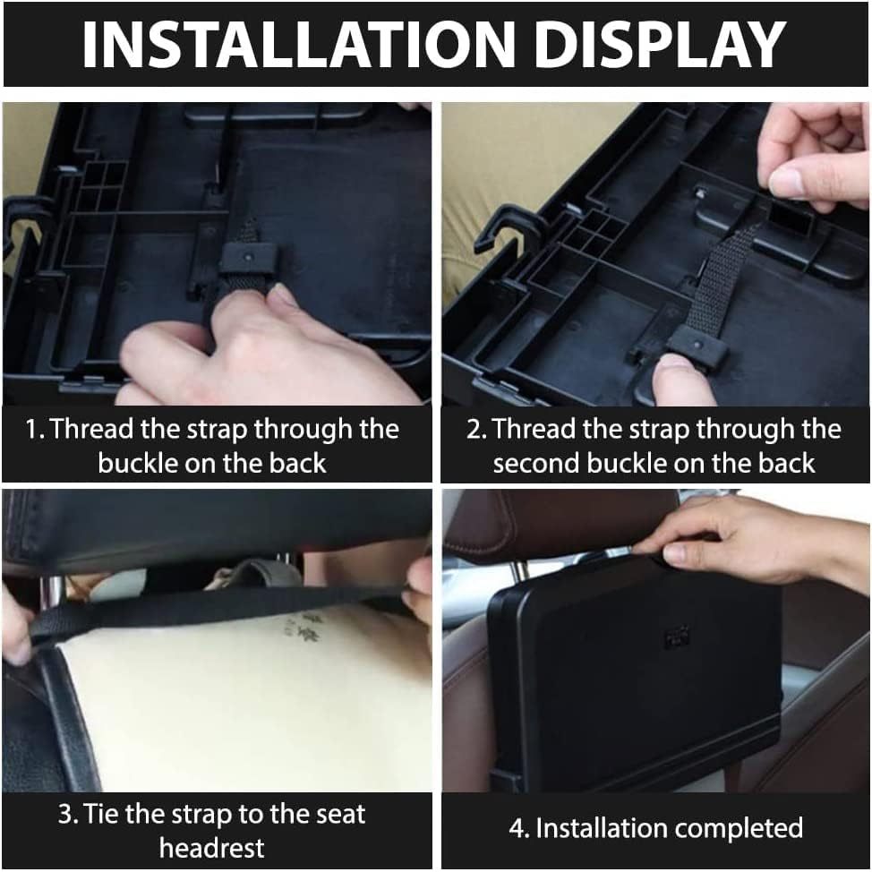 Black Multifunctional Car Backseat Tray with Foldable Table - Portable Dining Desk Holder for Eating, Drinking, and Laptop Work, Adjustable Organizer for Vehicle Interior, Car Table Tray