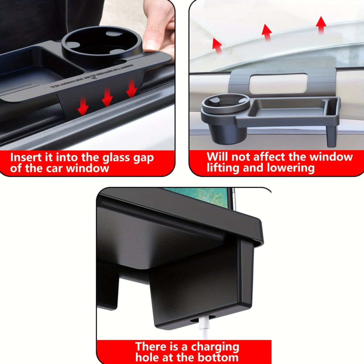 Multi-Functional Car Organizer with Cup Holder and Phone Slot – Vehicle Door Side Storage Box for Drinks, Snacks, and Small Items – Plastic Automobile Interior Accessory, No Electricity Needed