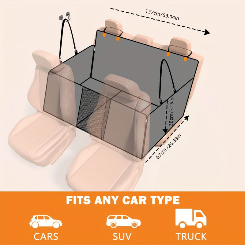 Premium Fabric Dog Car Seat Cover with Mesh Window - Durable, Waterproof, and Nonslip Pet Hammock with Side Flaps for Cars, SUVs, and Trucks - Ultimate Travel and Car Ride Protection for Your Pets Comfort and Safety