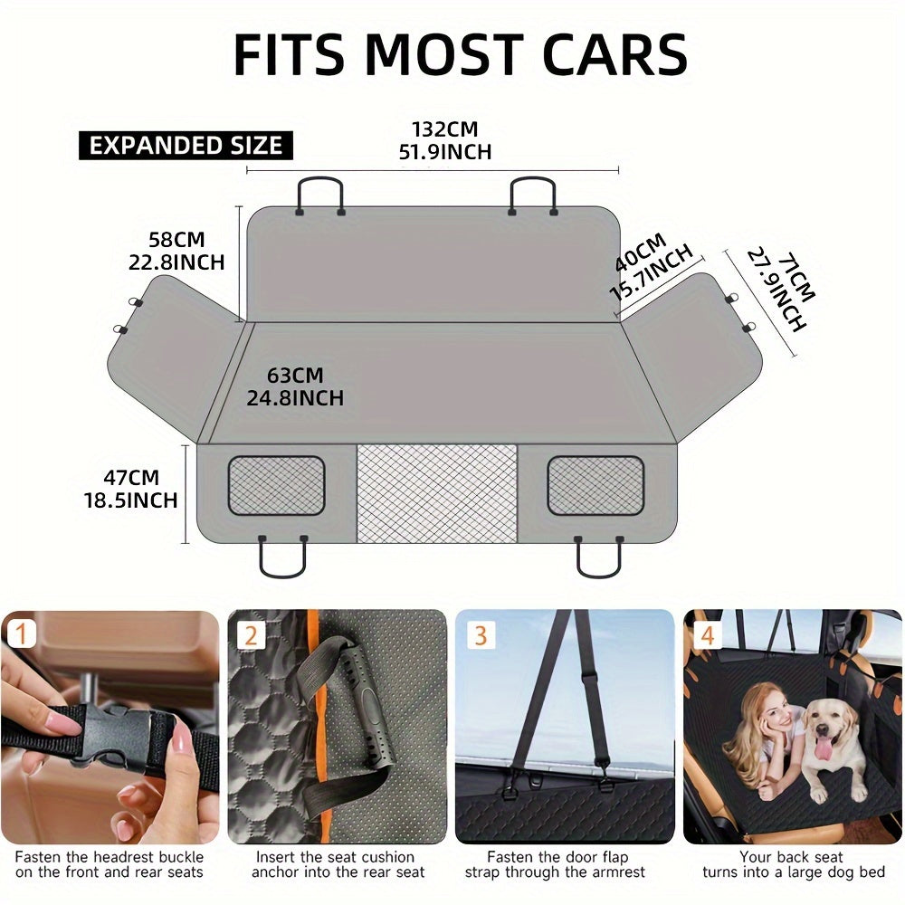 1pc Premium Dog Car Seat Protector - Waterproof with Hard Bottom, Scratch-Proof, Nonslip & Durable, Luxuriously Soft for Cars, Trucks & SUVs Back Seat Coverage
