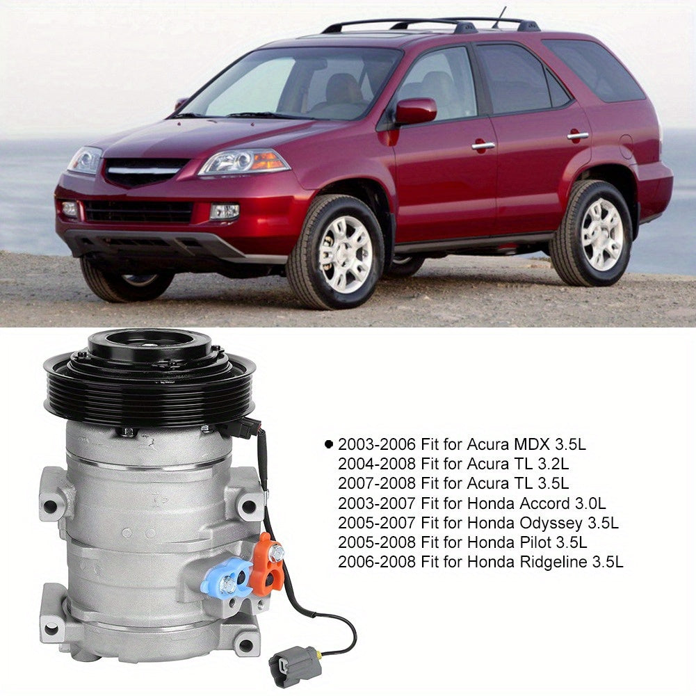 AC Compressor, Air Conditioning Compressor for Accord 3.0L 2003-2007 Vehicle Replacement Accessories Easy to Install CO10736C 6512102