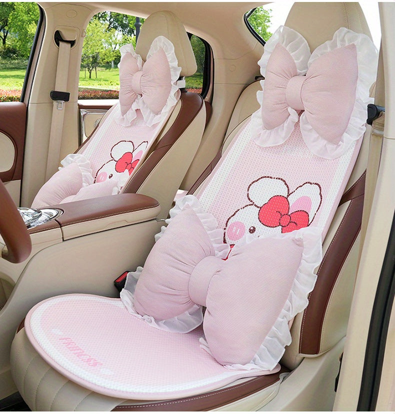1 Set Creative Butterfly Lace Edge Car Headrest and Lumbar Support Cushion - Breathable Polyester Fiber Neck Pillow and Seat Back Pillow for All Seasons, Comfortable Vehicle Accessories
