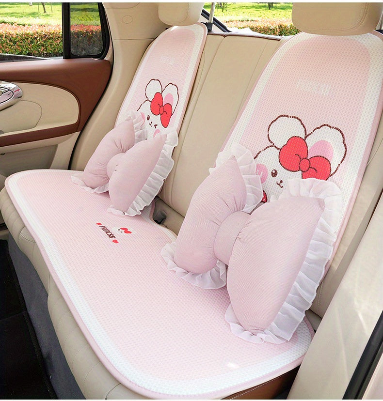 1 Set Creative Butterfly Lace Edge Car Headrest and Lumbar Support Cushion - Breathable Polyester Fiber Neck Pillow and Seat Back Pillow for All Seasons, Comfortable Vehicle Accessories