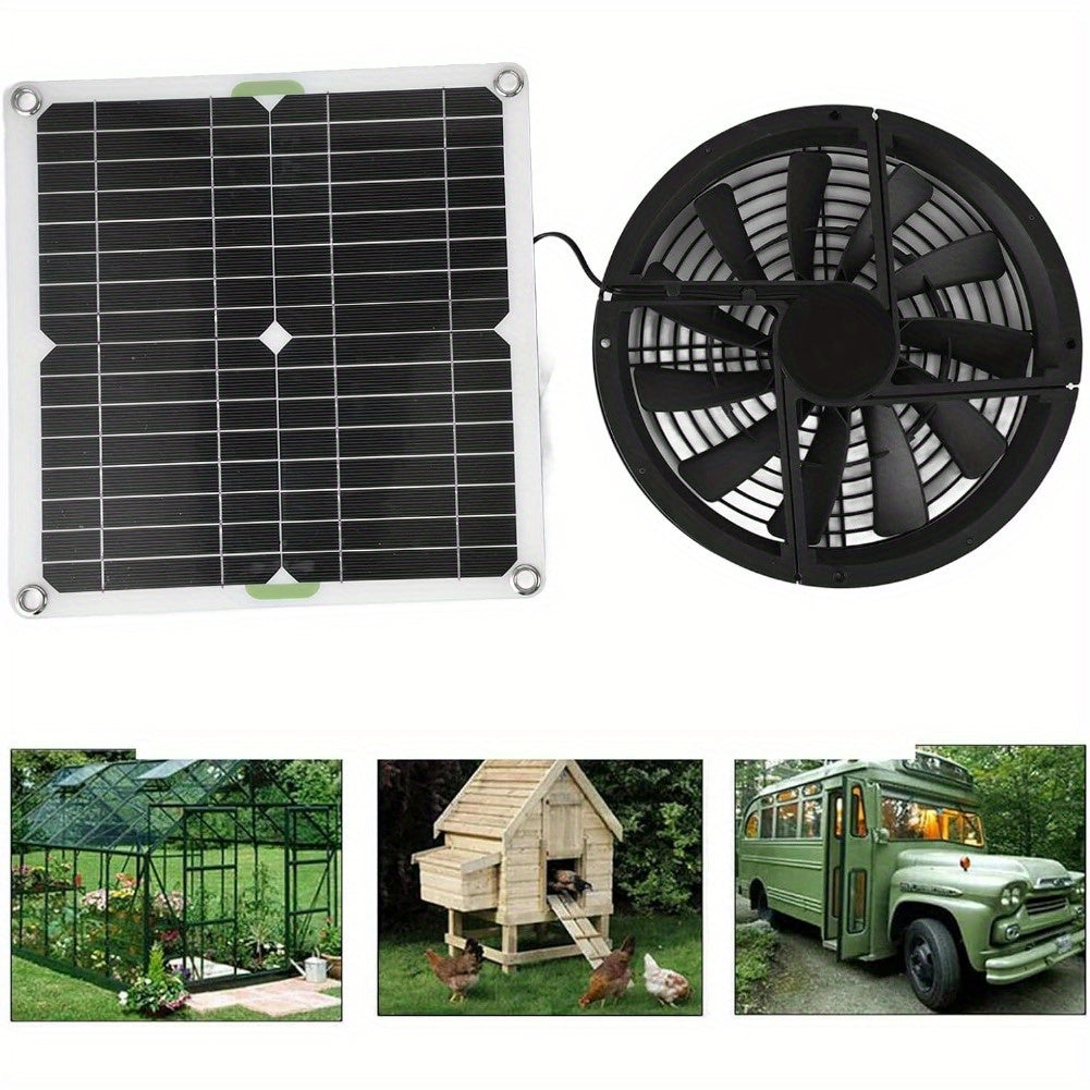 100W Solar Powered Fan Kit - Studio Environment Ventilation Solution for Chicken Coop, Greenhouse, Shed with 3000 RPM Window Exhaust and Durable Housing