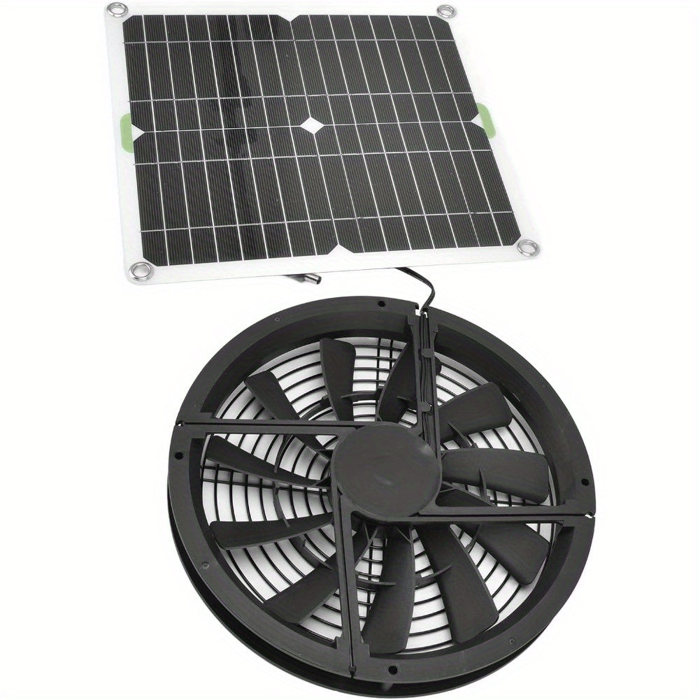 100W Solar Powered Fan Kit - Studio Environment Ventilation Solution for Chicken Coop, Greenhouse, Shed with 3000 RPM Window Exhaust and Durable Housing