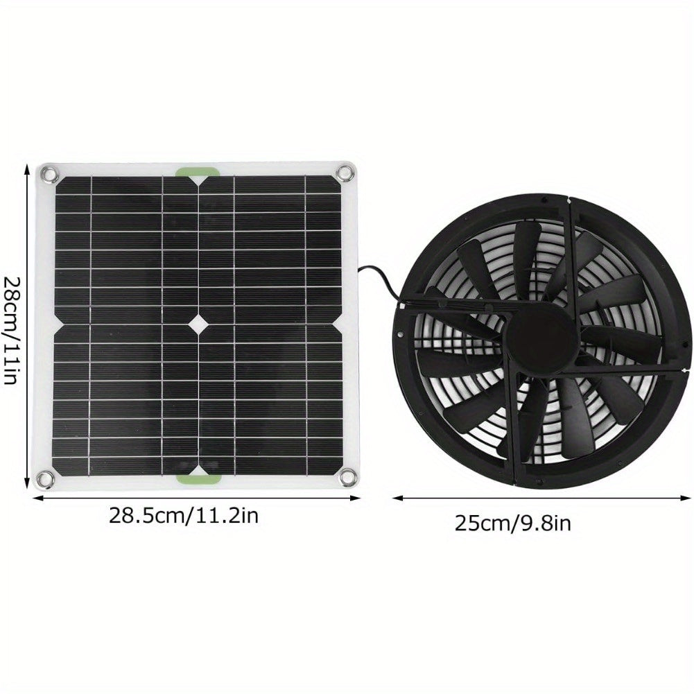 100W Solar Powered Fan Kit - Studio Environment Ventilation Solution for Chicken Coop, Greenhouse, Shed with 3000 RPM Window Exhaust and Durable Housing