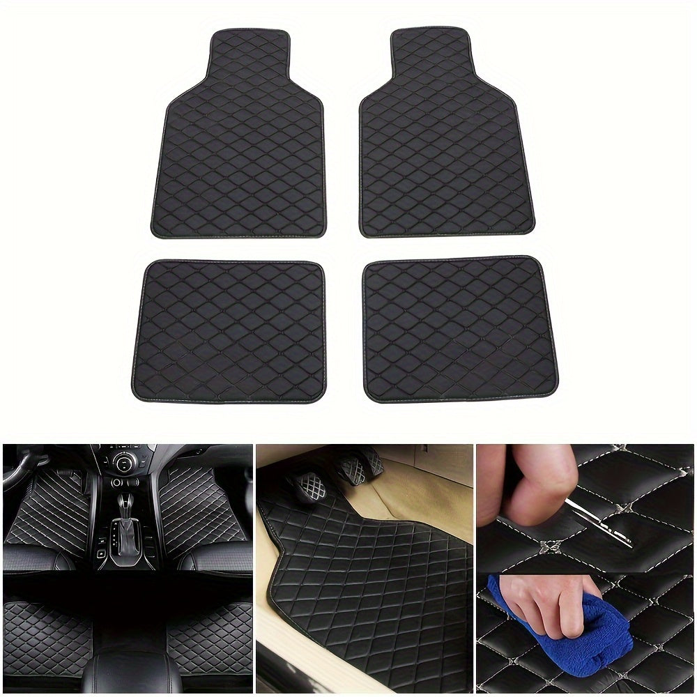 4pcs Car Floor Mats Universal Waterproof Front Rear Full Set Auto Rugs Car Carpet Accessories Interior