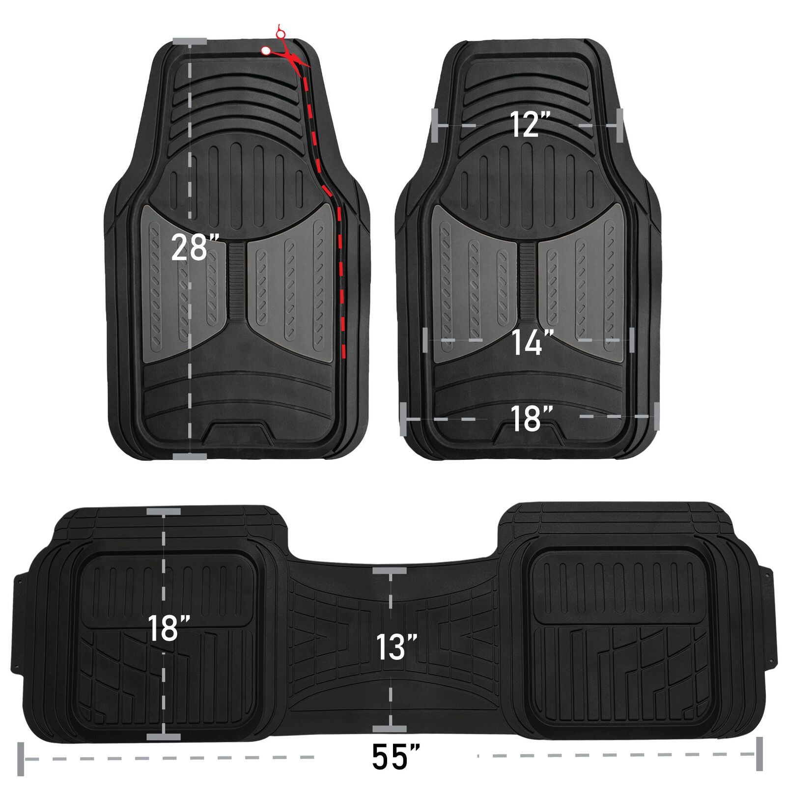3pcs set 2 Tone Floor Mats for Car SUV Van Universal Fitment 8 Colors