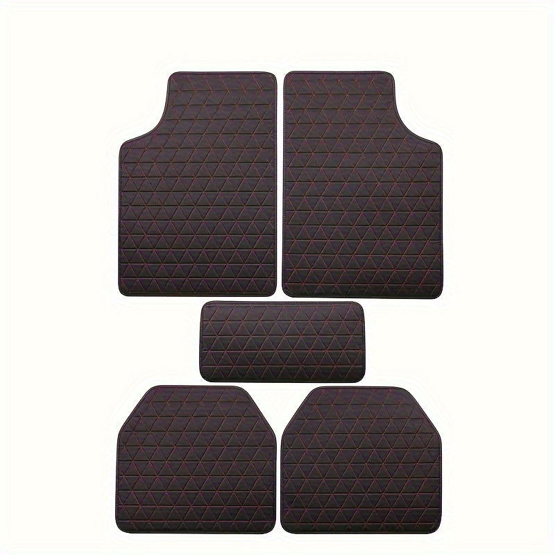 5-Piece Waterproof PU Leather Car Floor Mats Set - Durable, Stylish Simple Design for Men & Women - All-Weather Protection, Easy Clean, Enhance Car Interior Decor
