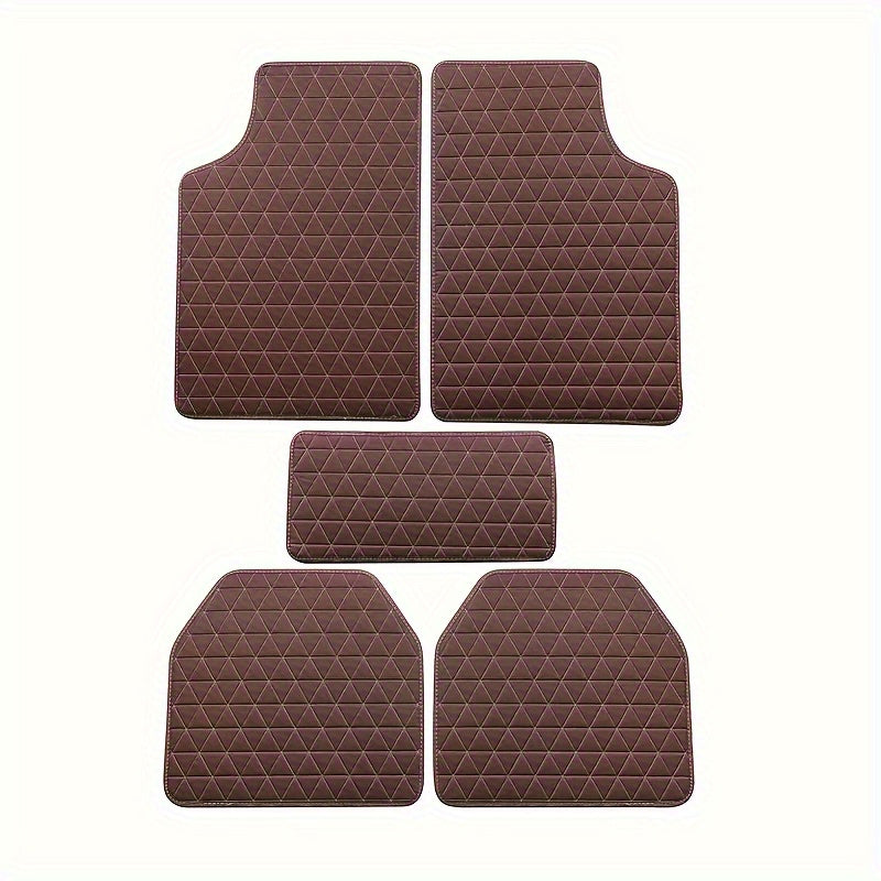 5-Piece Waterproof PU Leather Car Floor Mats Set - Durable, Stylish Simple Design for Men & Women - All-Weather Protection, Easy Clean, Enhance Car Interior Decor