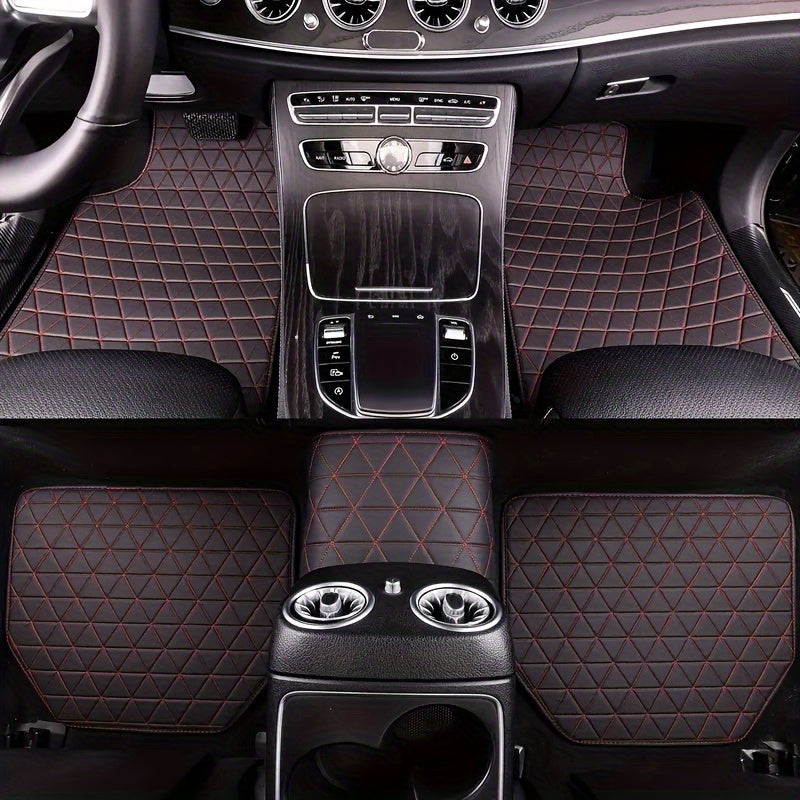 5-Piece Waterproof PU Leather Car Floor Mats Set - Durable, Stylish Simple Design for Men & Women - All-Weather Protection, Easy Clean, Enhance Car Interior Decor