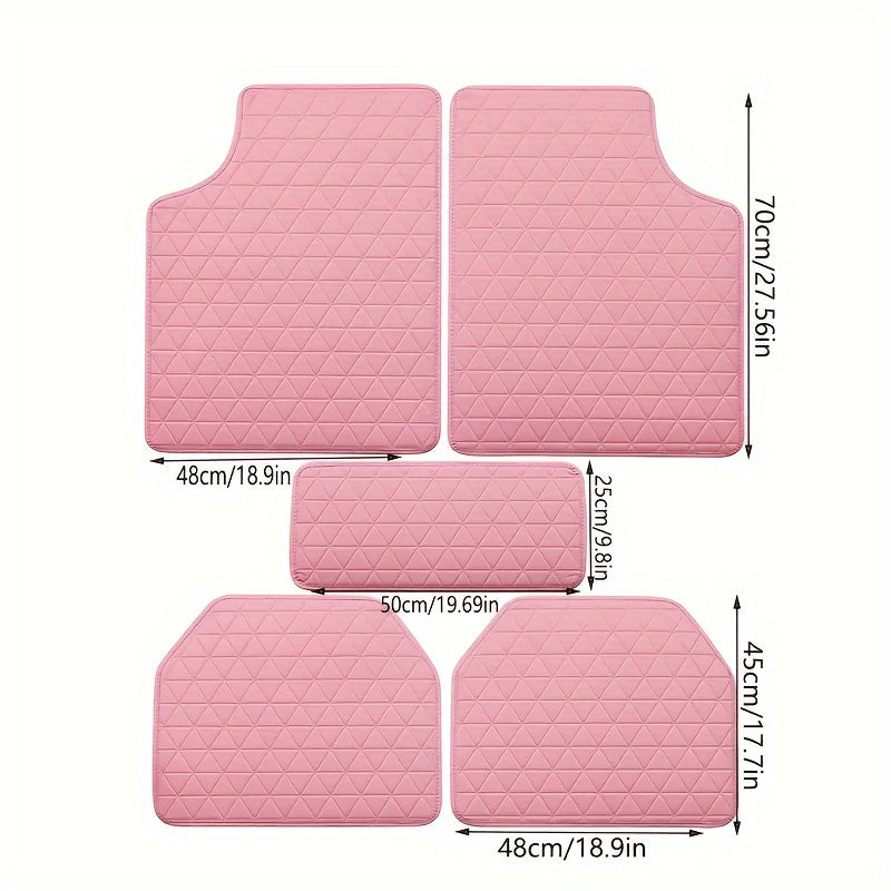 5-Piece Waterproof PU Leather Car Floor Mats Set - Durable, Stylish Simple Design for Men & Women - All-Weather Protection, Easy Clean, Enhance Car Interior Decor