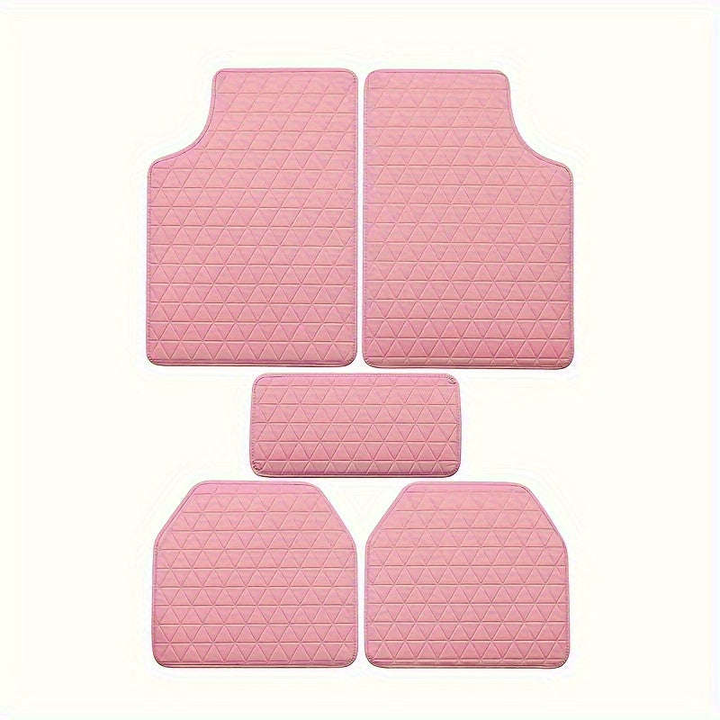 5-Piece Waterproof PU Leather Car Floor Mats Set - Durable, Stylish Simple Design for Men & Women - All-Weather Protection, Easy Clean, Enhance Car Interior Decor