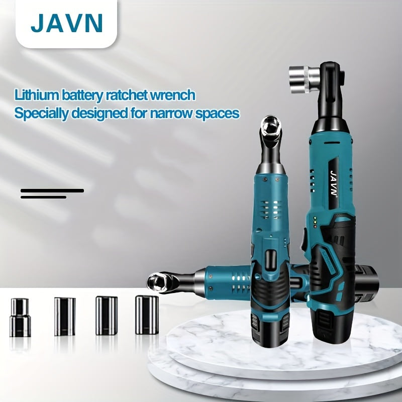 1 Set JAVN 12V Cordless Electric Wrench, 45NM 3/8'' Ratchet Wrench, Removal Screw Nut Car Repair Tools, Right Angle Wrench, Power Tool