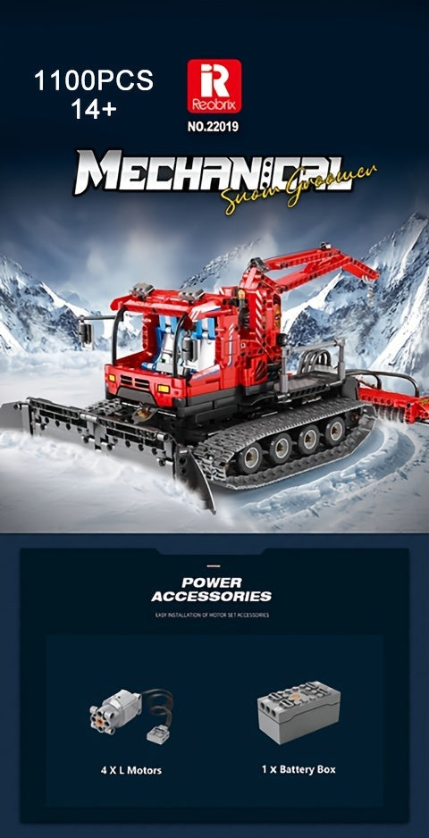 1100pcs Vehicle Blocks Left And Right Track Independent Control, Simulated Engine Ideal Holiday Gifts Electric Toy Car Accessories Collection