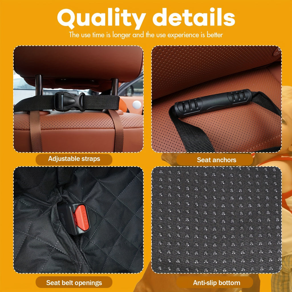 Waterproof Dog Car Seat Cover with Hard Bottom - Comfortable Hammock Design, Durable Pet Backseat Protector for Cars, Trucks, SUVs