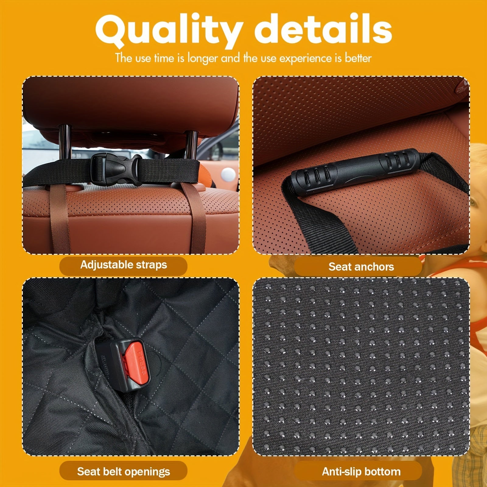 Waterproof Dog Car Seat Cover with Hard Bottom - Comfortable Hammock Design, Durable Pet Backseat Protector for Cars, Trucks, SUVs