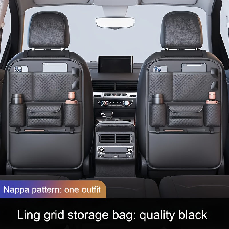 1 Piece Of PU Leather New Car Backrest Storage Bag, Car Seat Backrest Storage Hanging Bag, Rear Shelf Storage Mesh Bag, Universal