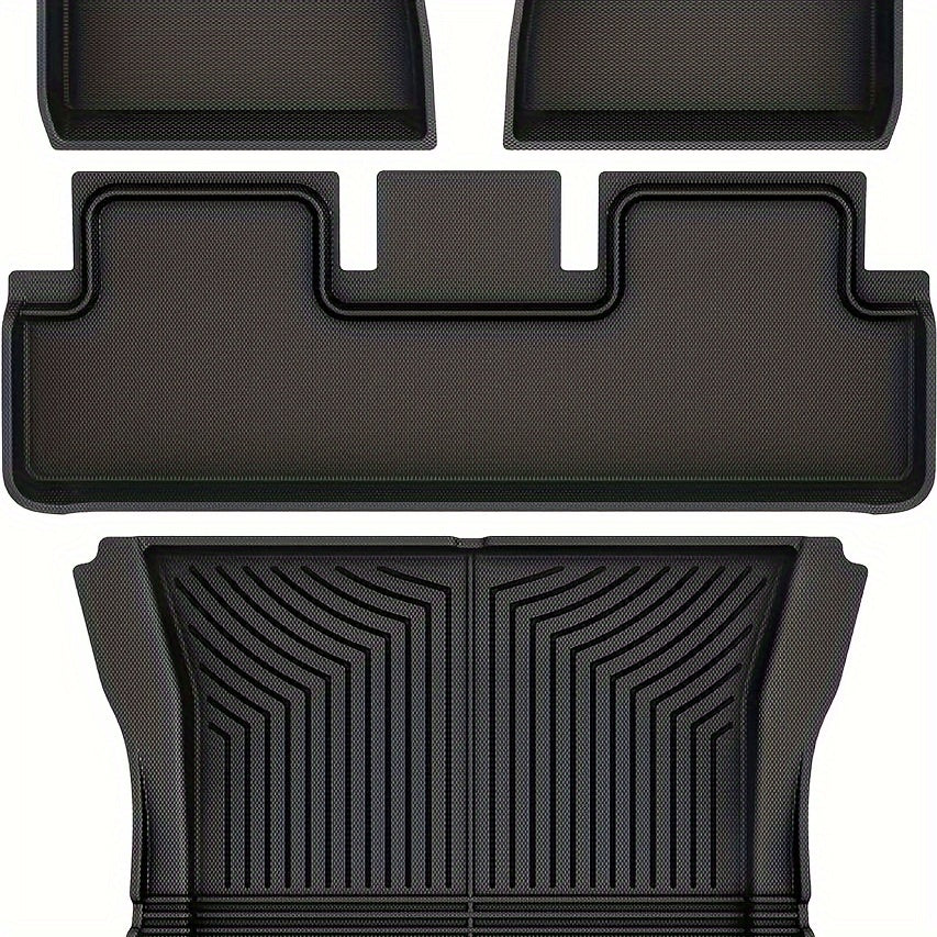 Floor Mats for Tesla Model 3 Highland 2024, All Weather TPR XPE Floor Mats Full Set 1st and 2nd Row, Cargo Liner