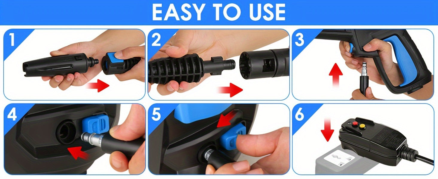 Power Washer, H4800 Pressure Washer 1800W Electric High Pressure Washer Professional Car Washer Cleaner Machine With With All-in-one Adjustable Nozzle & Hose For Patio Garden Yard Vehicle