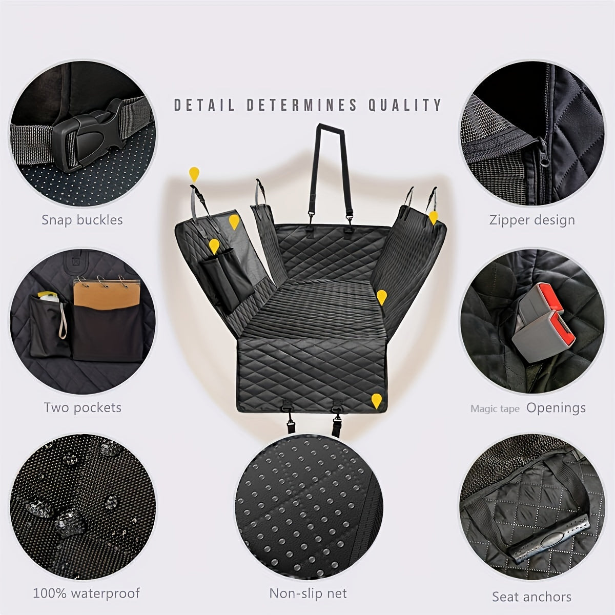 Dog Seat Cover for Back Seat, 100% Waterproof Dog Car Seat Covers with Mesh Window, Scratch Prevent Antinslip Dog Car Hammock, Car Seat Covers for Dogs, Dog Backseat Cover for Cars, Standard