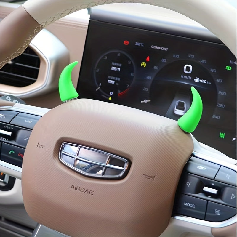 2pcs Mini Devil Horn Car Steering Wheel Decals - Cute & Creative Dashboard Accessories for Vehicle Air Vent