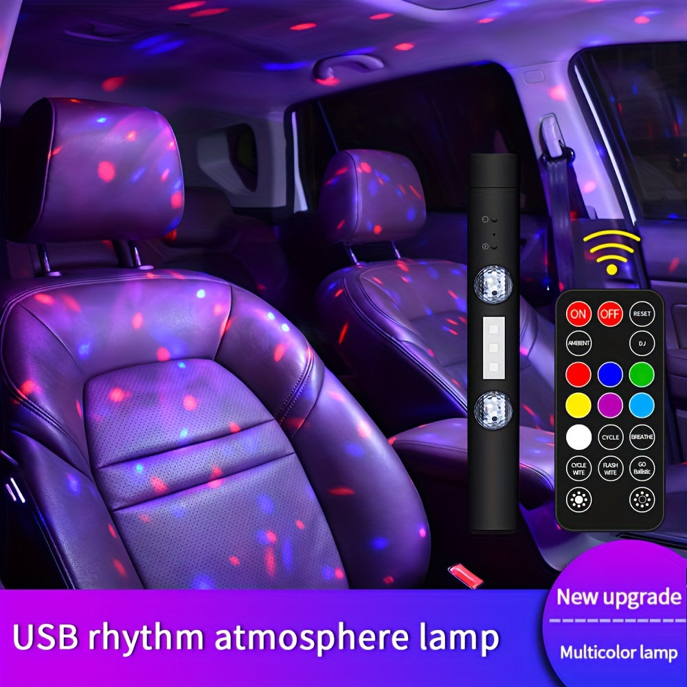 USB Rechargeable RGB Neon Car Lights with Music Sync - Multicolor LED Atmosphere Lighting, Remote Control Included, Ideal for Vehicle Interior Decoration and Party Ambiance, Car Interior Lighting|Remotecontrolled Lights|Vibra