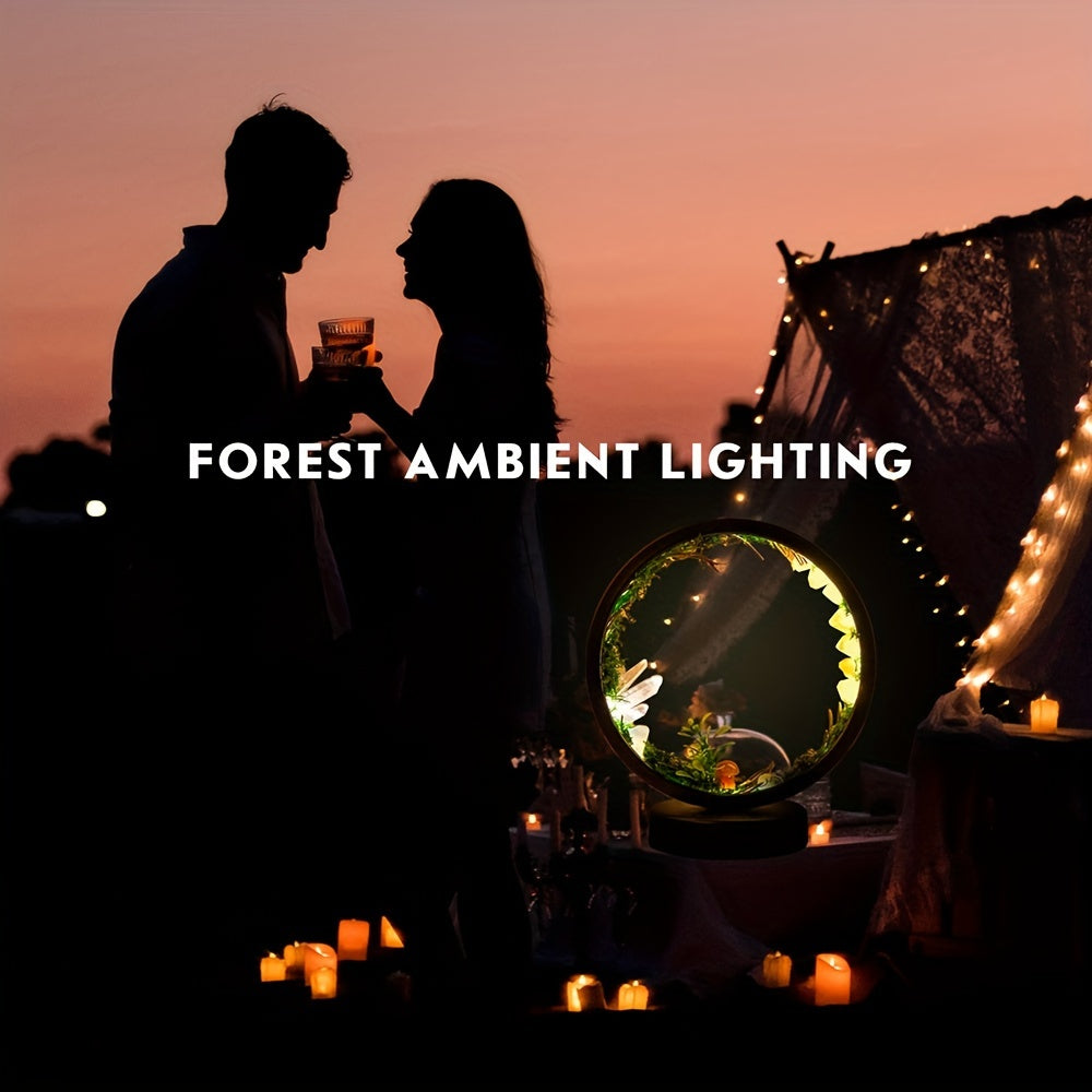 [Natural Crystal Lamp] Natural Crystal Table Lamp - Forest Eco Style Ambient Lamp - Therapeutic Crystal Night Lamp with USB Port and 3 Colours Dimming Patterns for Bedroom Bedside Lamp Office Desk Lamp Home Decor Holiday Gift