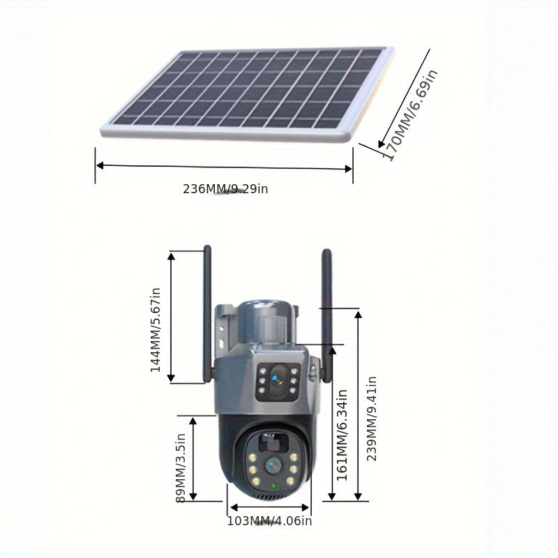 Solar Security Camera Wireless Outdoor System, 3K/4MP Battery Powered WiFi Camera for Home Security, Panoramic PTZ, Auto Tracking, Human/Vehicle Detection, Night Vision, Spotlights, 2-Way Talk