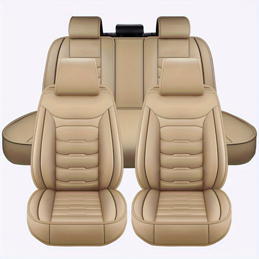 5 Seat Car Seat Covers PU Leather Seat Covers Full Set Waterproof for Car Sedan SUV Truck Vans Front & Rear Seat Cushion Protector with Back Big Storage Bag